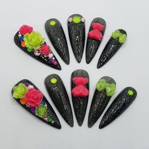 Long Stiletto Gel Press on Nails